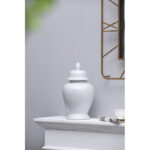 17'' Classic Porcelain Ginger Jar with Glossy White Finish, Decorative Accent Vase for Mantel, Tabletop, Sideboard, or Centerpiece Display - Image 6