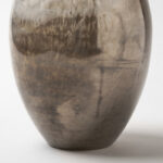 21" Blue Gray and Taupe Handblown Spun Glass Vase - Image 3