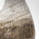 21" Blue Gray and Taupe Handblown Spun Glass Vase - Image 6