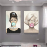 " Audrey Hepburn, Marilyn Monroe Bubble Gum - 2 Piece Wrapped Canvas Print Set " 2 - Pieces - Image 2