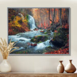 " Autumn Mountain Waterfall Long View "