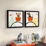 " Beach Bums Pug & Dachshund Bicycle I " 2 - Pieces
