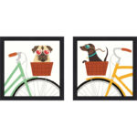 " Beach Bums Pug & Dachshund Bicycle I " 2 - Pieces - Image 4