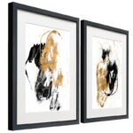 " Black & Gold Splash II " 2 - Pieces Painting Print - Image 5