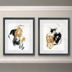 " Black & Gold Splash II " 2 - Pieces Painting Print - Image 4