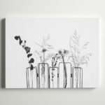" Black Flowers On White Background " - Image 6
