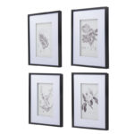 " Botanical Black And White " 4 - Pieces - Image 5