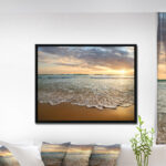 " Bright Cloudy Sunset In Calm Ocean "