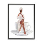 " Chic Coffee Teacup Woman Sipping Robe Sunglasses " by Ziwei Li