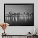 " Chicago Skyline At Night Black And White " - Image 2