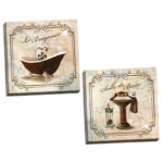 " Classic Prints For Decorating Bathroom; Salle De Bain And Le Baignoire " by Gregory Gorham 2 - Pieces Painting Print