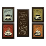 " Classic Retro Coffee, Espresso, Cappuccino, Latte And This House Runs On Love Laughter And A Whole Lot Of Coffee " by N. Harbick 5 - Pieces