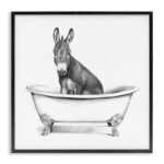 " Donkey In Claw Tub Farm Animal Bathroom Sketch " by Victoria Borges