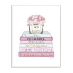 " Fashion Designer Flower Bookstack Pink White Watercolor "