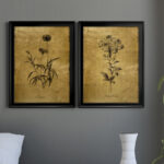 " Gold Sketch Botanical I " 2 - Pieces Painting Print - Image 3