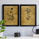 " Gold Sketch Botanical I " 2 - Pieces Painting Print - Image 4