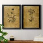" Gold Sketch Botanical I " 2 - Pieces Painting Print - Image 5