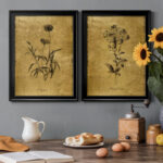 " Gold Sketch Botanical I " 2 - Pieces Painting Print - Image 6