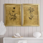 " Gold Sketch Botanical I " 2 - Pieces Painting Print - Image 7