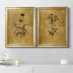 " Gold Sketch Botanical I " 2 - Pieces Painting Print - Image 8