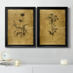 " Gold Sketch Botanical I " 2 - Pieces Painting Print - Image 2