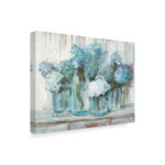 " Hydrangeas In Glass Jars Blue " by Carol Rowan Painting Print - Image 2