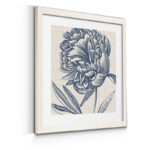 " Indigo Floral On Linen II - Premium Framed Print - Ready To Hang "