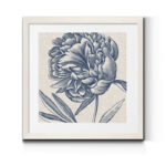 " Indigo Floral On Linen II - Premium Framed Print - Ready To Hang " - Image 2