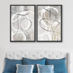 " Industrial Grunge Gray Line Art Abstract Geometric Graffiti & Street Wall Art. " 2 - Pieces