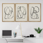 " Modern Duotone Geometric Spiral Ring Circle Collage 3 Piece Framed Wall Art. " 3 - Pieces