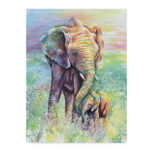 " Mother & Baby Elephant Rainbow Colors " by Michelle Faber - Image 2
