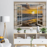 " Open Window To Bright Yellow Sunset " - Image 5
