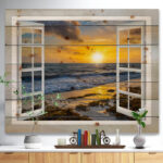 " Open Window To Bright Yellow Sunset "