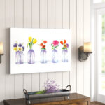 " Painted Flowers In Glass Jars " Painting Print