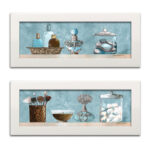 " Powder Blue Bathroom Scenes Panels " by Gregory Gorham 2 - Pieces
