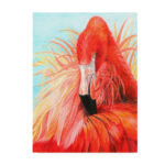 " Red Flamingo On Blue " by Carla Kurt - Image 7