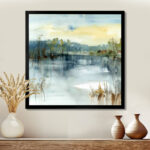 " Summer Lake Landscape Illustration "