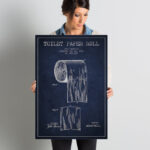 " Toilet Paper Navy Blue Patent Blueprint " by Aged Pixel - Image 8
