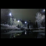 23.5" LED Lighted Nighttime City Park Winter Scene Canvas Wall Art - Image 5