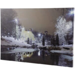 23.5" LED Lighted Nighttime City Park Winter Scene Canvas Wall Art