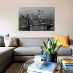1980s New York City Lower Manhattan Skyline Brooklyn Bridge World Trade Center' - Wrapped Canvas Photograph Print - Image 3