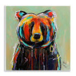 Abstract Colorful Painted Black Bear' Graphic Art Print
