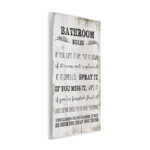 Bathroom Rules Funny Word Wood Textured Design' Graphic Art on Canvas - Image 2