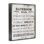 Bathroom Rules Funny Word Wood Textured Design' Graphic Art on Canvas - Image 2