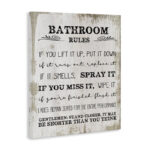 Bathroom Rules Funny Word Wood Textured Design' Graphic Art on Canvas - Image 2