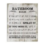 Bathroom Rules Funny Word Wood Textured Design' Graphic Art on Canvas