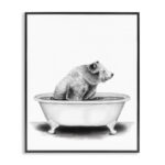 Bear in a Tub Funny Animal Bathroom' by Rachel Neiman - Drawing Print