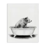 Bear in a Tub Funny Animal Bathroom' by Rachel Neiman - Drawing Print