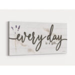 Everyday is a Gift' by Susie Boyer, Lavender Flowers with Inspirational Quote Canvas Textural Wall Art