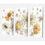 Fields of Gold Watercolor Flower VII' Painting Multi-Piece Image on Canvas - Image 3